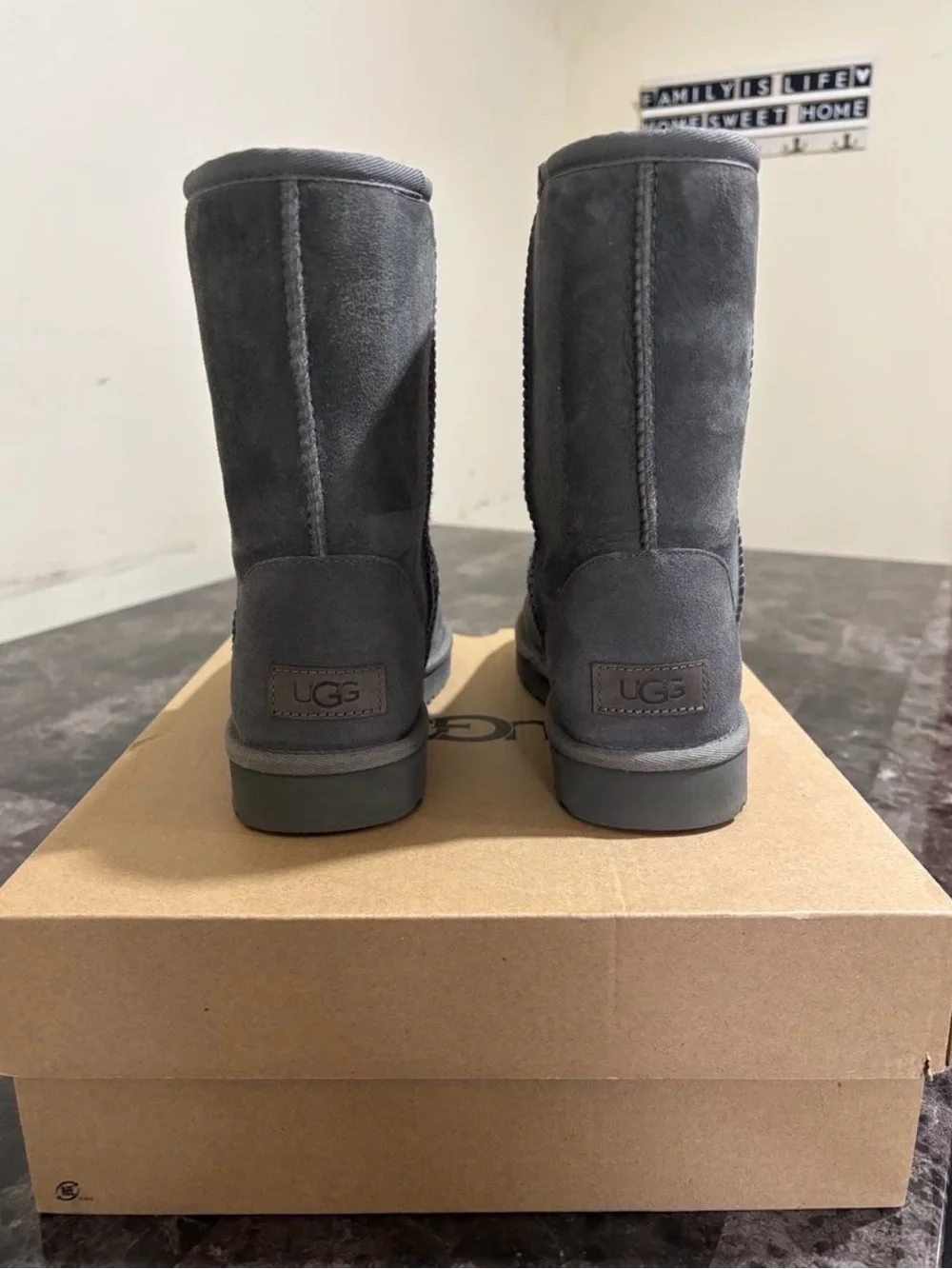 UGG Classic Short Boots in Charcoal Gray